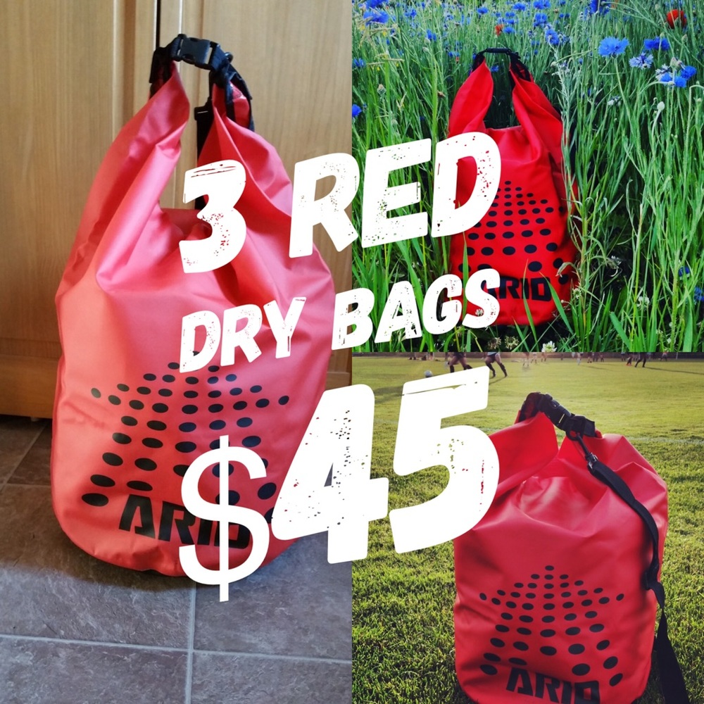 3 Red Dry Bags (55L)